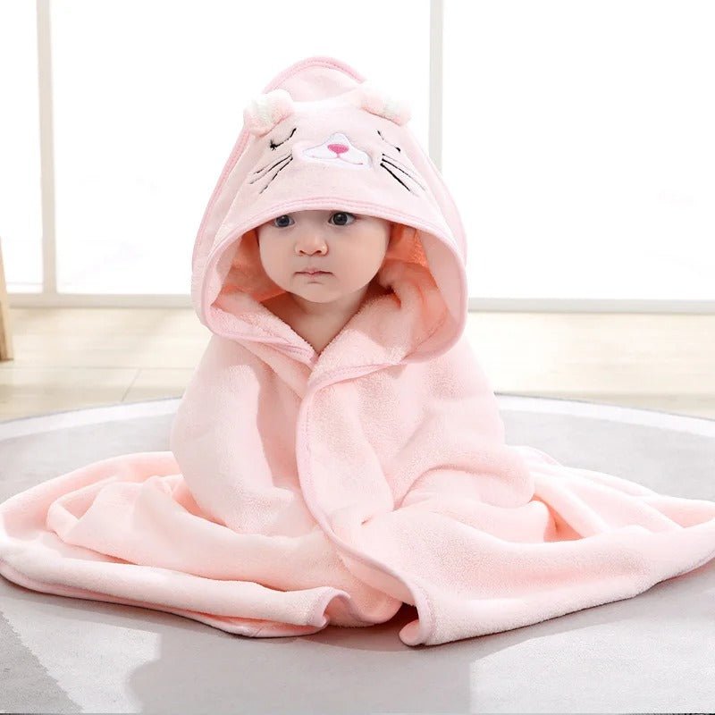 Cape de bain bébé en lapin rose