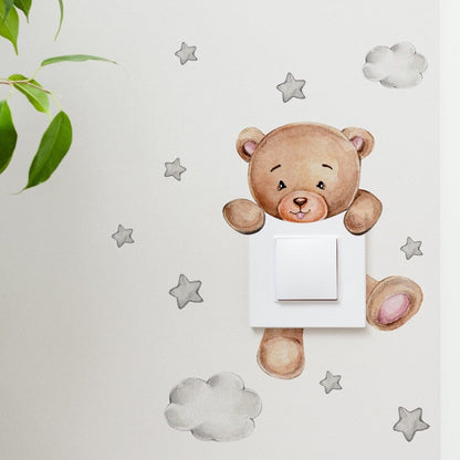 sticker mural décoratif en ourson marron 