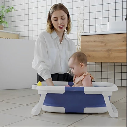 Baignoire bébé bleu en silicone compacte              