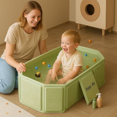 Baignoire bébé | Ergonomique et Sécurisée - Calin Calinou