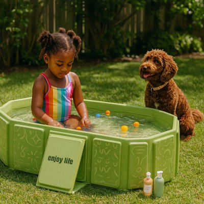 Baignoire bébé pliante à l'exterieur démontable