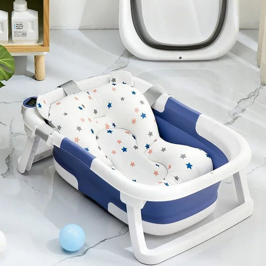 Baignoire bébé pliante bleu avec coussin antibactérienne 