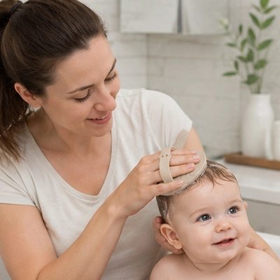 Brosse cheveux bebe 2 en 1 nettoyage et massage 