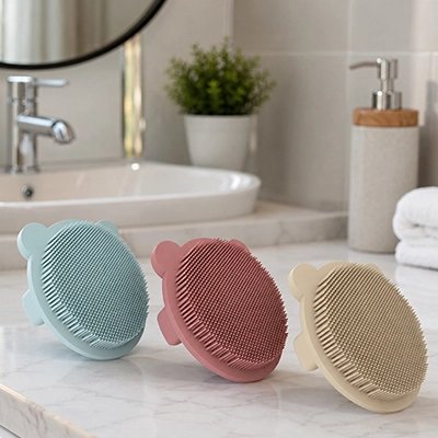 Brosse cheveux bebe 3 coloris en silicone 