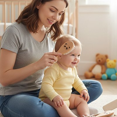 Brosse cheveux pour bebe avec logo panda 
