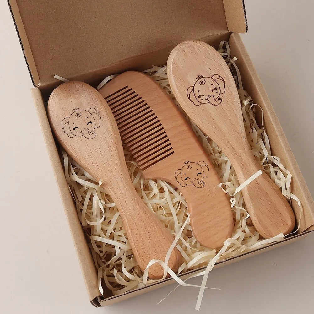 brosse cheveux pour bebe en boîte style éléphant 