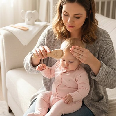 Brosse cheveux pour bebe en kit avec logo du cerf