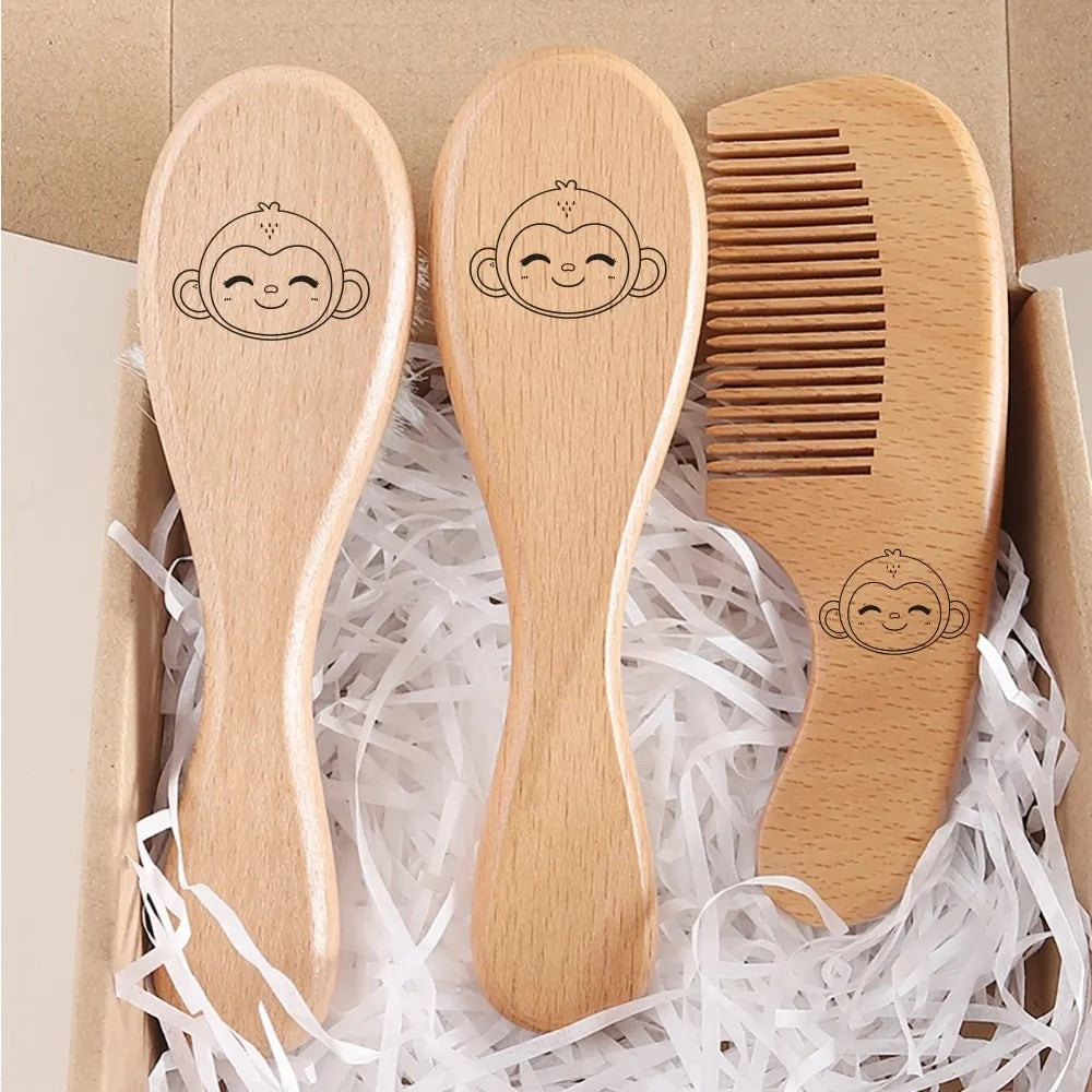 Brosse cheveux pour bebe en logo singe parfait comme cadeau 