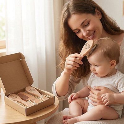 Brosse cheveux pour bebe style éléphant avec peigne 