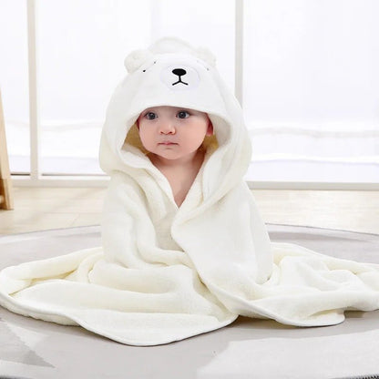 Cape de bain bébé en ours blanc