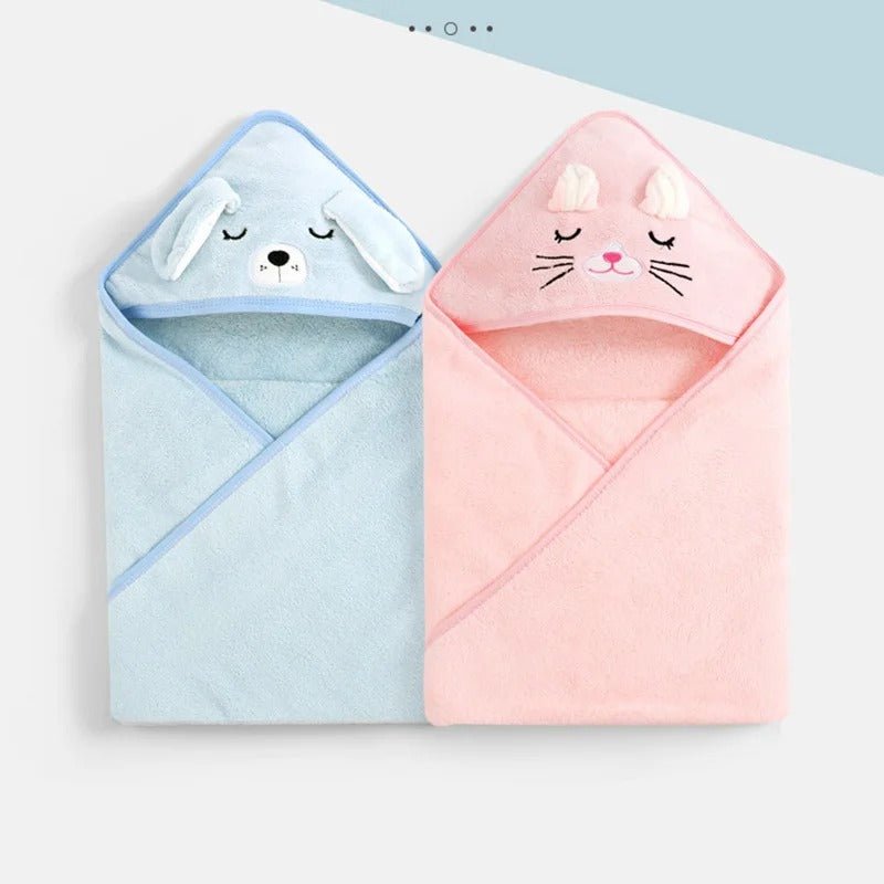 Cape de bain bébé bleu et rose