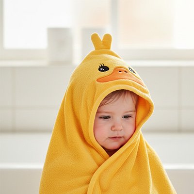 Cape de bain bébé douce jaune 