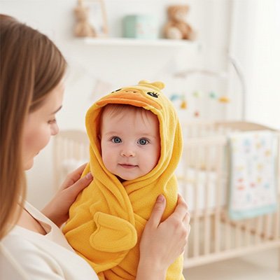 Cape de bain bébé douce plaisir après le bain
