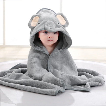 Cape de bain bébé en éléphant gris