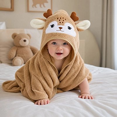 Cape de bain bébé moelleux en microfibre 