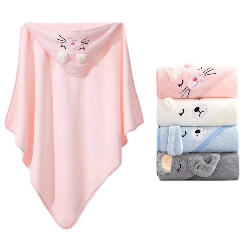 Cape de bain bébé en lapin rose 