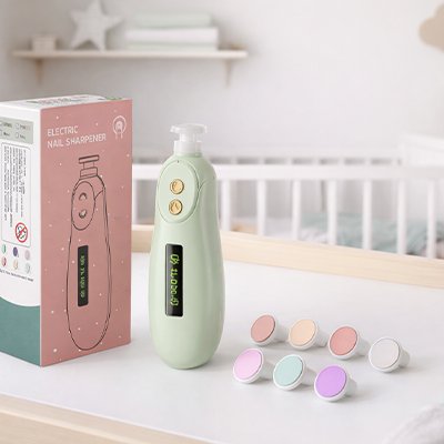coupe ongle pour bebe vert avec 6 embouts rechargeable 