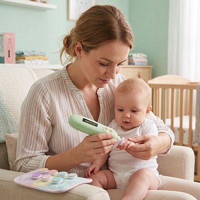 coupe ongle pour bebe vert silencieux avec lumière LED 