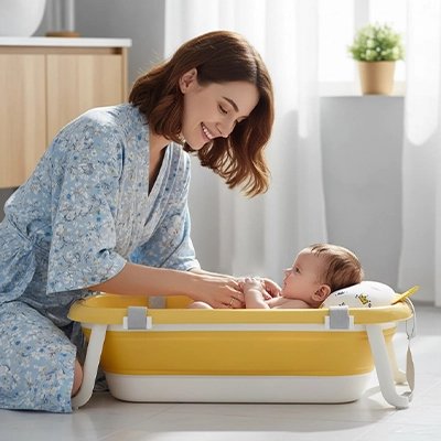 Coussin de bain bébé compacte et confortable 