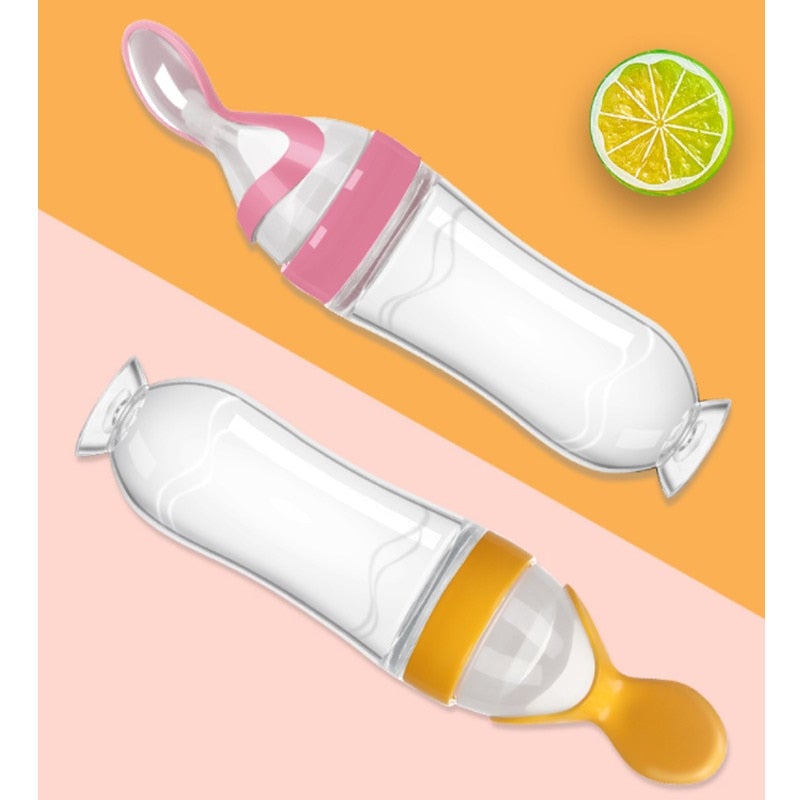 cuillere bebe en rose et orange