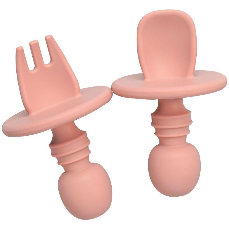 cuillère et fourchette pour bébé fille rose pratique