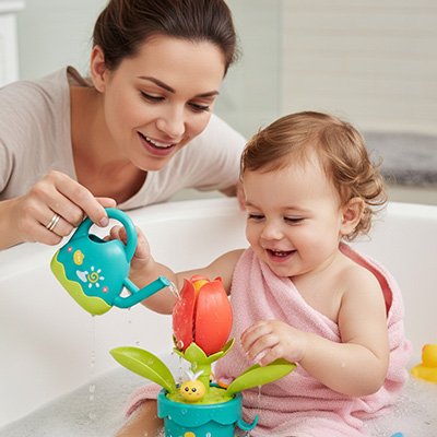 Jouet baignoire bebe amusant en forme de tulipe avec arrosoir