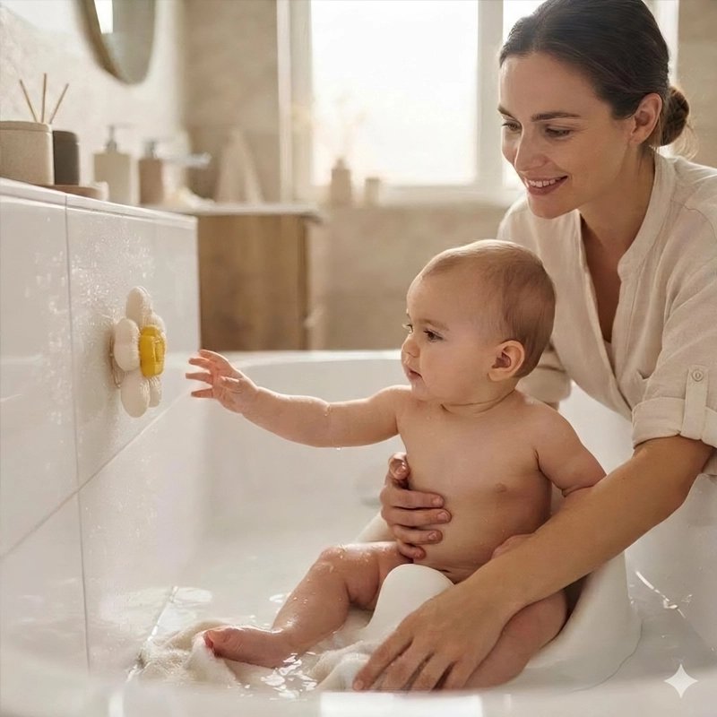 Jouet baignoire bebe en fleur avec ventouse 