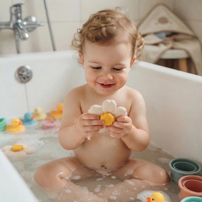 Jouet baignoire bebe en fleur spinner dans l'eau 
