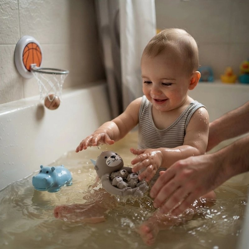 Jouet baignoire bebe en silicone flottant sur l'eau 