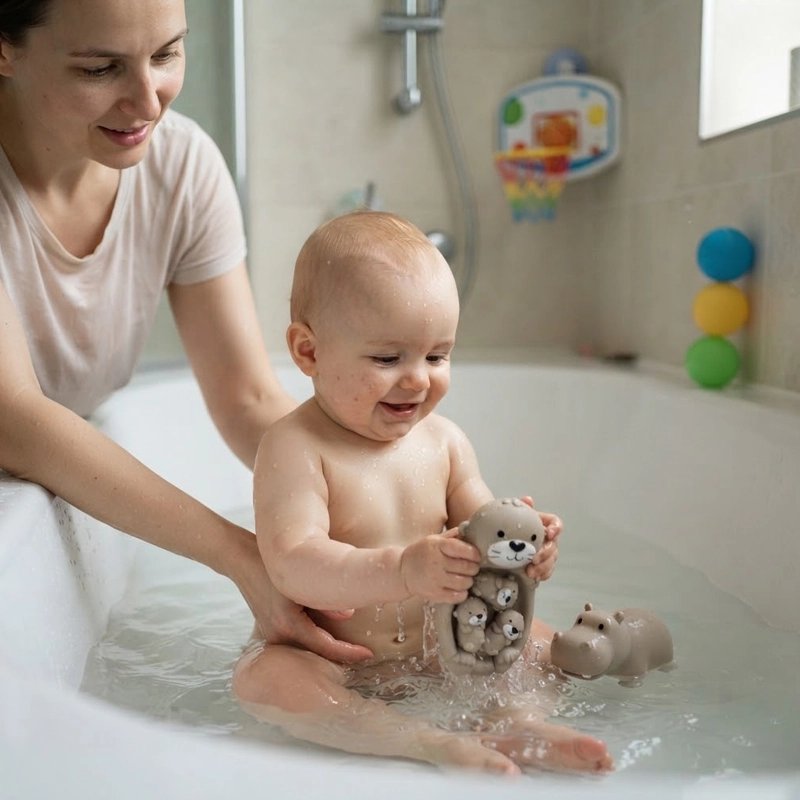 Jouet baignoire bebe en silicone forme loutre 