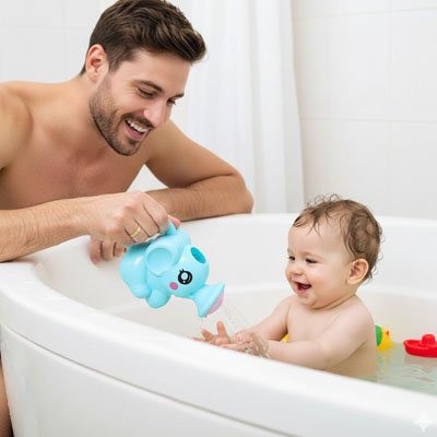 Jouet de bain pour bebe amusant en éléphant bleu