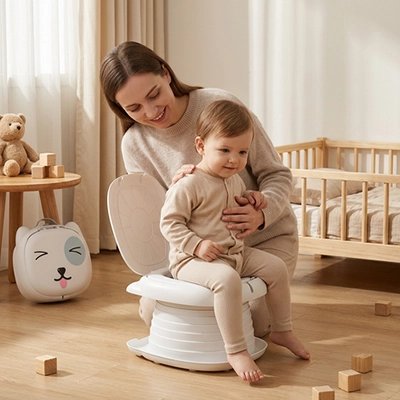 Pot bebe gris ergonomique et sécurisé 