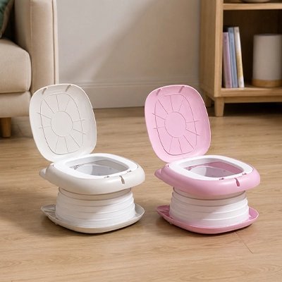 Pot bebe gris et rose compacte et pliable 