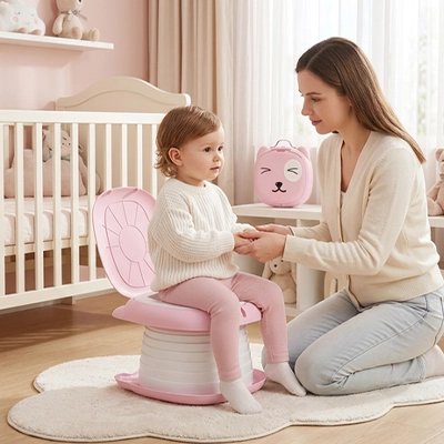 Pot bebe léger et pliable rose assorti avce la chambre 
