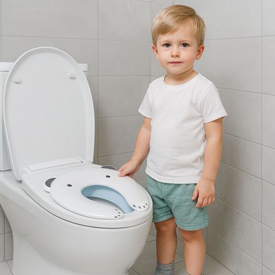 Réducteur de toilette blanc pour bébé et enfant stable 