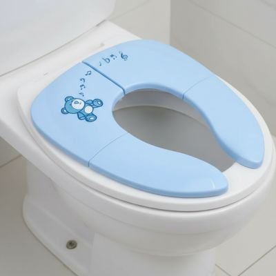 Reducteur de toilette bleu pliable avec surface douce pour bébé 