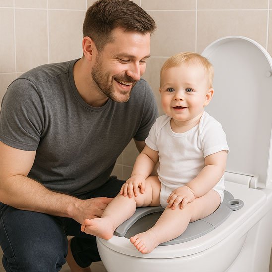 Réducteur de toilette gris facile à nettoyer 