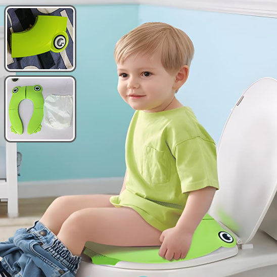 réducteur de toilette en motif grenouille vert facile pour le déplacement 