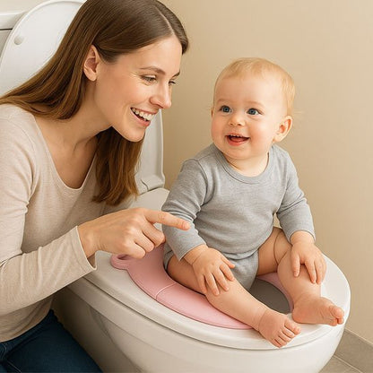 Réducteur de toilette rose antidérapant facile à déplacer avec