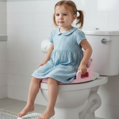 Réducteur de toilette rose antidérapant pour enfant autonome