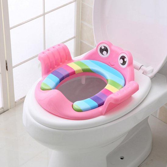 Rehausseur toilette en rose antidérapant pour bébé fille 