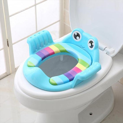 Rehausseur toilette style dessin animé en bleu pour bébé et enfant 