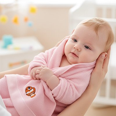 Serviette de bain bébé rose coquine 