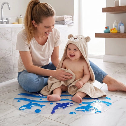 Tapis de bain bebe en ventouse avec dessin dauphin 