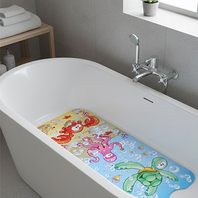 Tapis de bain bebe tortue avec ventouses 