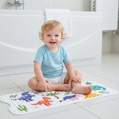 Tapis de bain pour bébé avec dessin dinosaures 