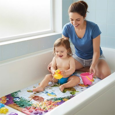 Tapis de bain pour bébé flexible avec dessin aquatique