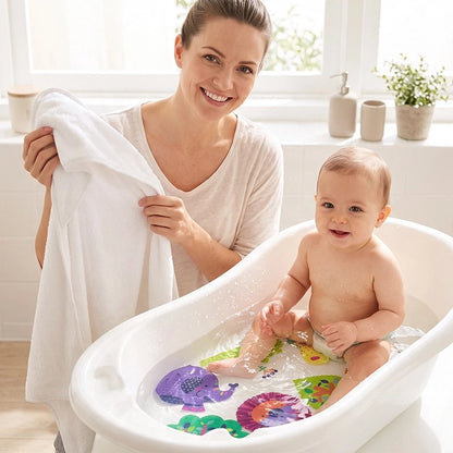 Tapis de bain pour bébé zoo adapté pour baignoire 