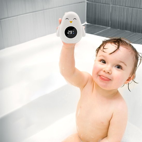 Thermomètre bain bébé avec écran LED et jeux de bain 