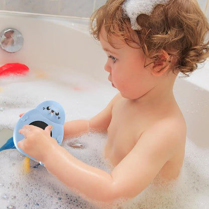 Thermometre bain bebe bleu et jouet amusant